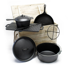 Cast Iron Camping Cookware Set with Skillet Griddle Dutch Oven